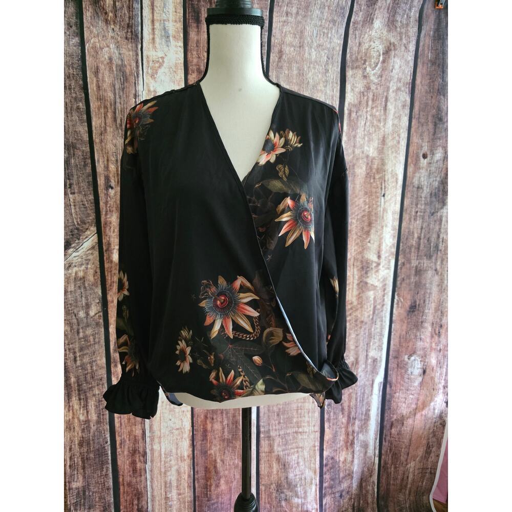 Allsaints Size 10UK 6US Penny Style Floral Blouse Black - Picture 3 of 8